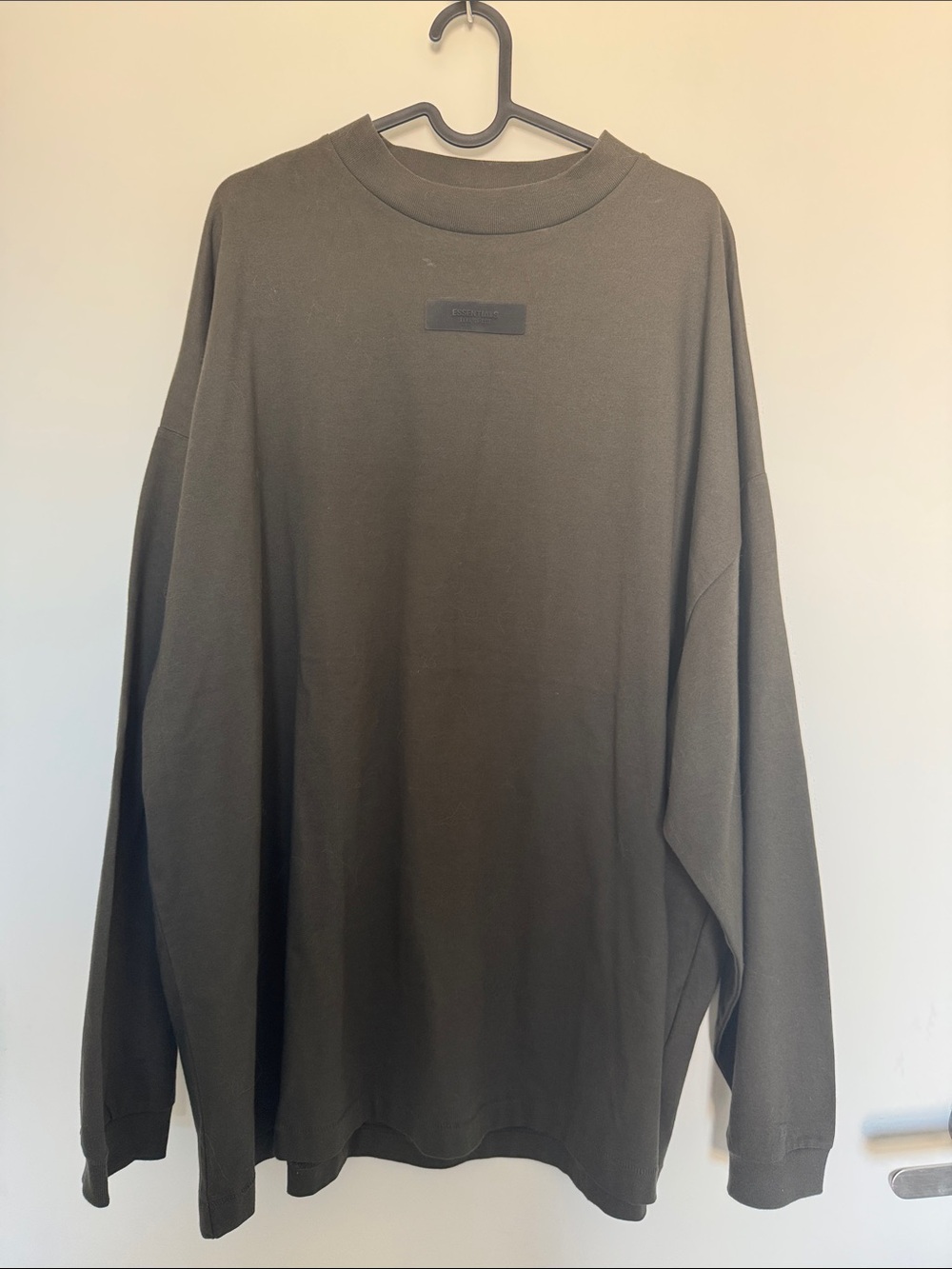 Essentials Olive Green Long-Sleeve Crewneck Shirt